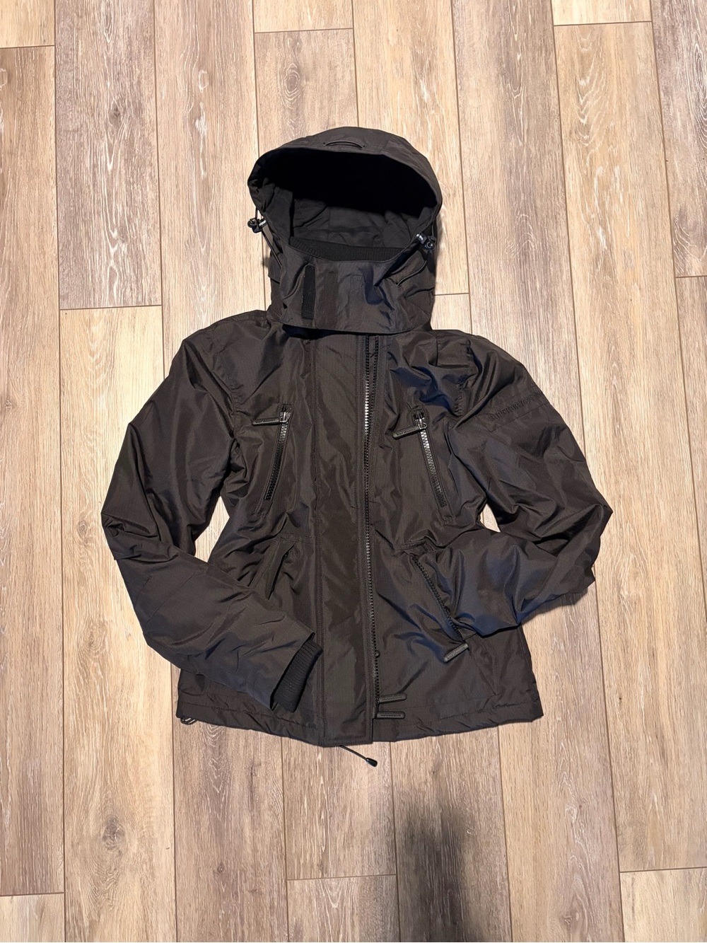 Superdry Women's All Black Hooded Windbreaker Jacket 6